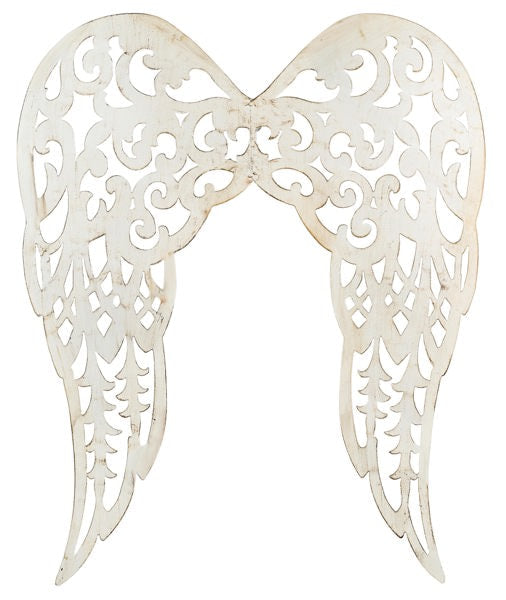 MM1113K5     24” Filigree Angel Wings   Antique Cream