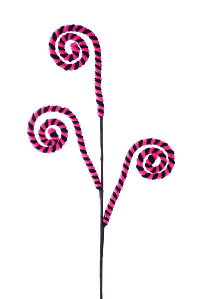 MN035840  27.5"-28"L Velvet Swirl/Rope Coil Sprays Black/Pink