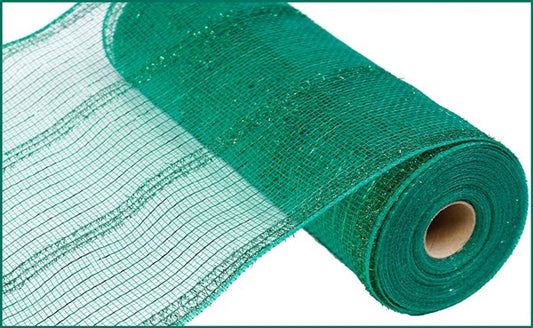 RY840106   10.25" x 10yd Wide Tinsel/Pp/Foil Mesh  Emerald Green