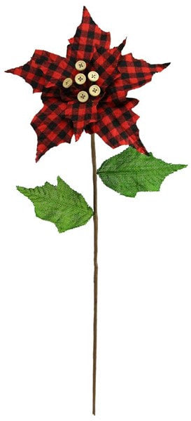 XS376147 27'' Check Poinsettia Stem Red/Black