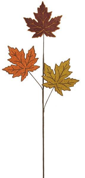 HA9036T6   30.75"L Felt/Glitter Maple Leaf Spray    Brown/Orange/Gold