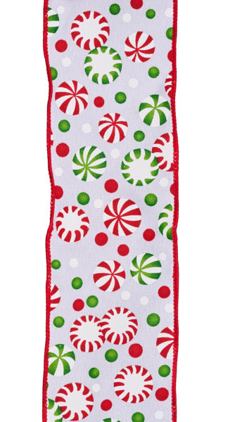 RGF14278R    2.5" x 10yd Christmas Candy    White/Red/Green