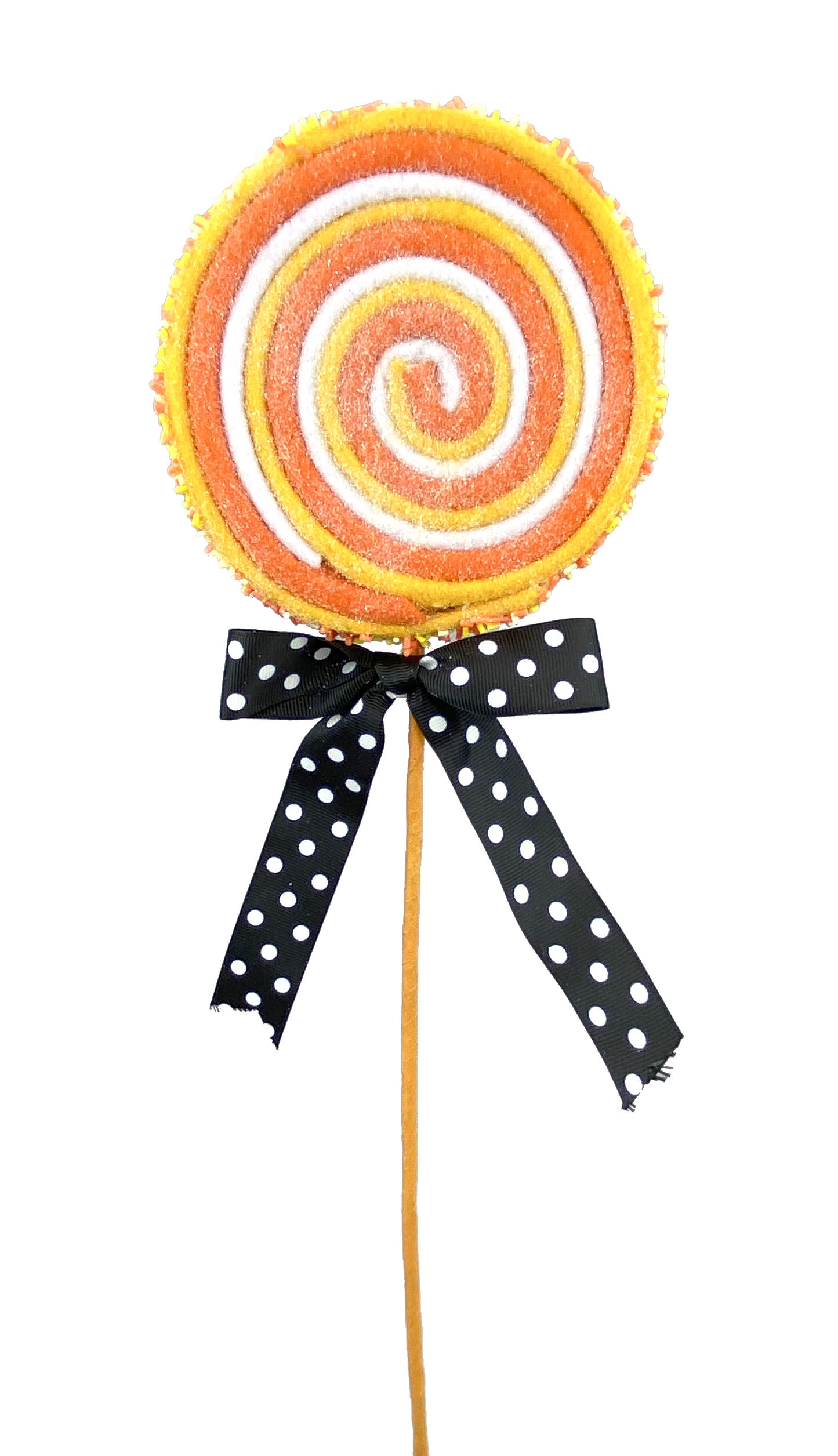 56719ORYWWT    23"X5"DIA   Lollipop Pick  Orange/White