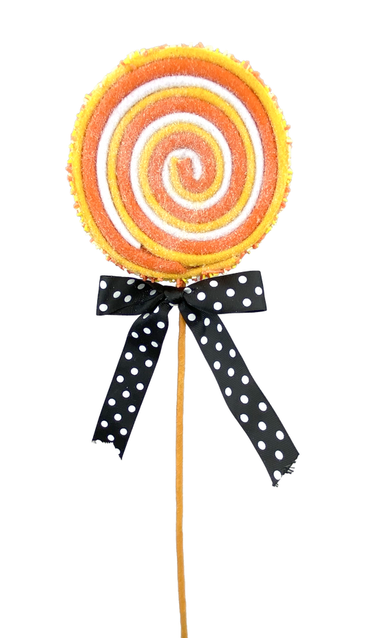 56719ORYWWT    23"X5"DIA   Lollipop Pick  Orange/White