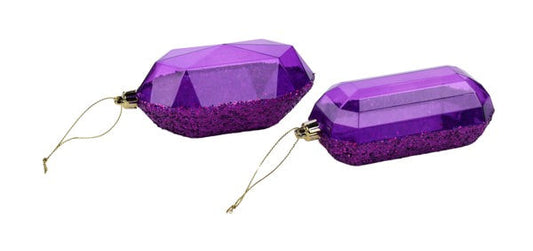 XJ552384  5.25"L Laser Glitter Gem Ornament   Purple