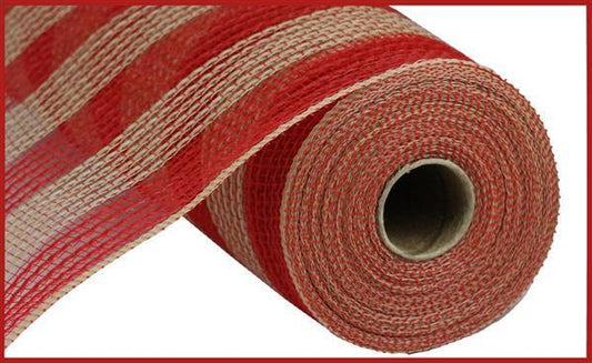 RY831952   10.25" x 10yd Faux Jute/Pp Small Stripe    Red/Natural