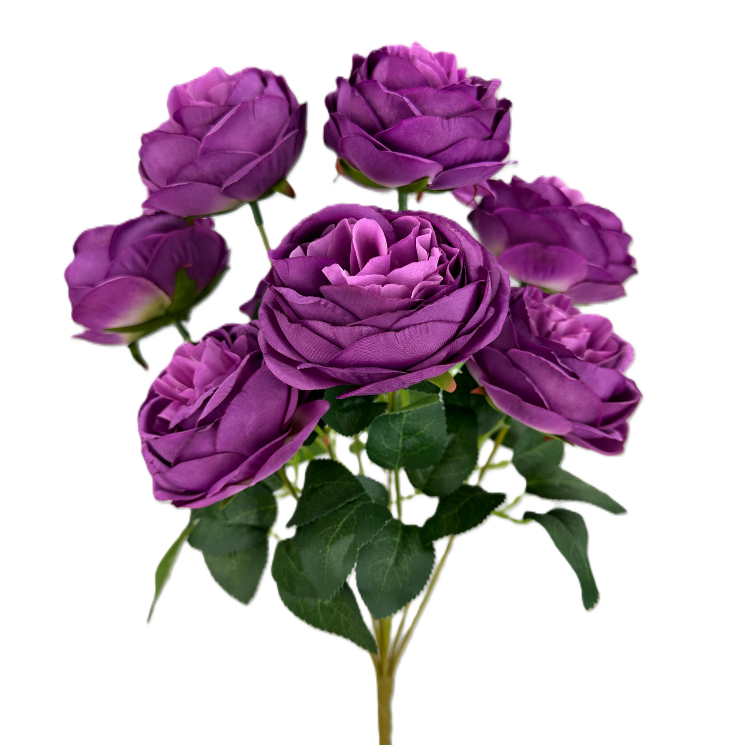 35133PU     17.5"H    Cabbage Rose Bush     Purple