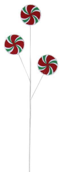 XS1085J1   31.5"L Peppermint Candy Spray    Red/White/Emerald