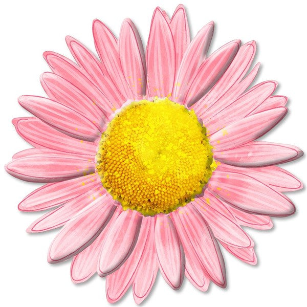 MD066015 12"Dia Metal/Embd Pink Daisy