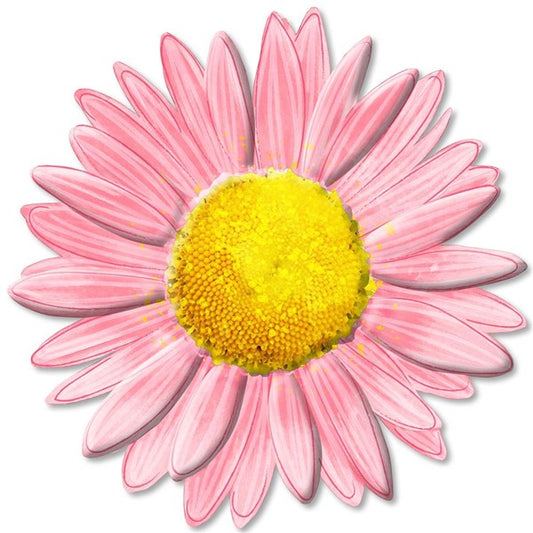 MD066015 12"Dia Metal/Embd Pink Daisy