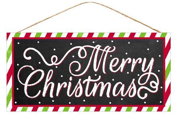 AP8477    12.5"L x 6"H Merry Christmas Sign    Black/Red/Lime/White