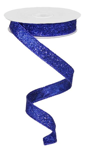 RJ203025  5/8" x 10yd Glitter On Metallic Royal Blue