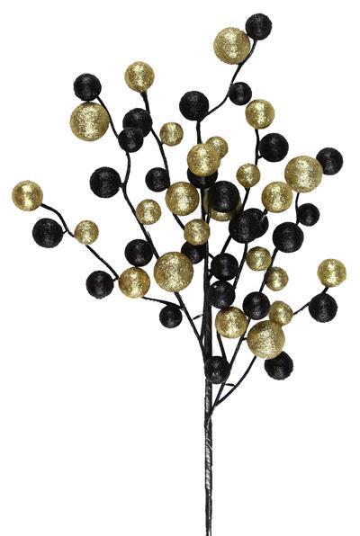 XP3800H7   17"L Round Mixed Glitter Ball Pick   Black/Gold