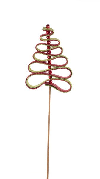 XP383933   25"L Ribbon Candy Christmas Tree Stem  Red/Lime Green