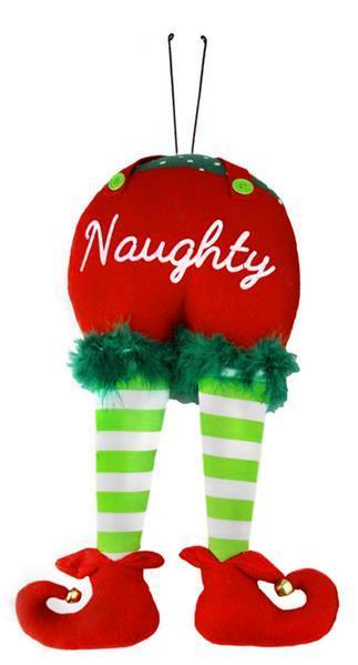 XC6133    18"H "Naughty" Elf Bottom Decor Kit    Red/Emerald/Lime/White