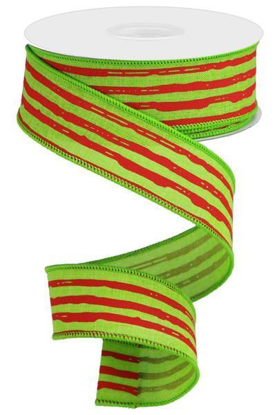 RGA1381WY      1.5" x 10yd Irregular Stripes On Royal     Lime/Red