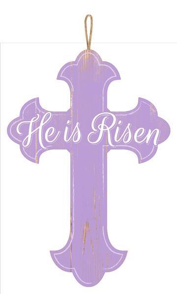 AP8220   16"H x 11"L He Is Risen   Lavender/White