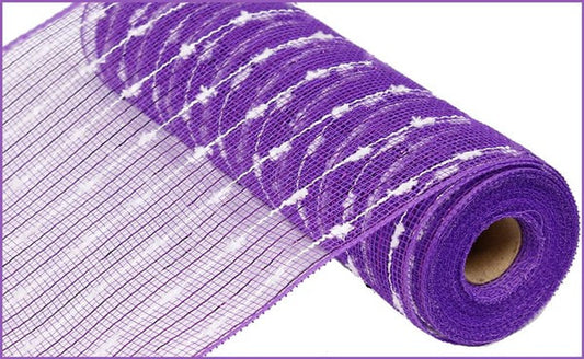 RY820023  10.25" x 10yd Metallic Puff Ball Mesh Purple/White