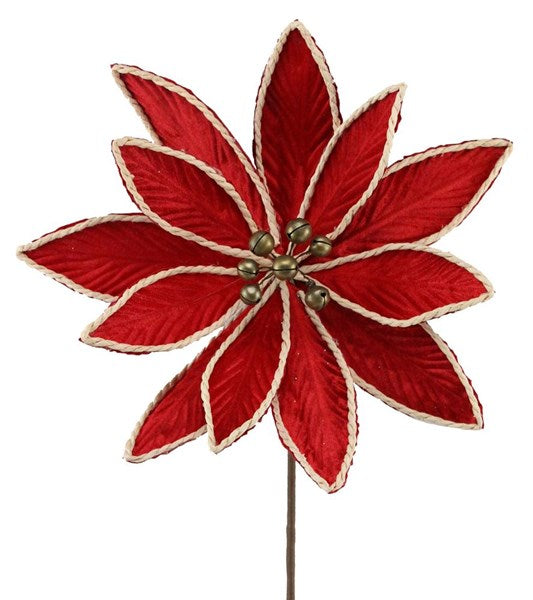 NF4091 Velvet/Braid Poinsettia Stem