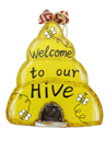 62783YW      D1XW18XH21      Bee Hive Welcome To Our Hive Sign    Yellow/Black/White