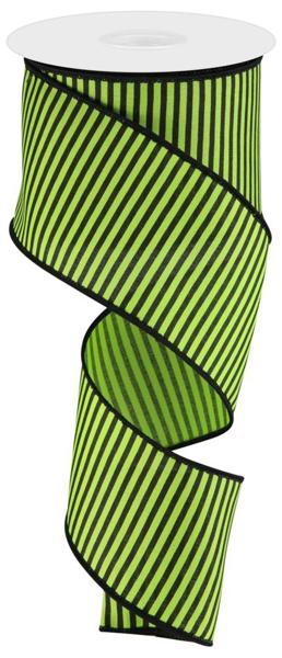 RGC119433  2.5" x 10yd Horizontal Thin Stripes On Pg Lime Green/Black