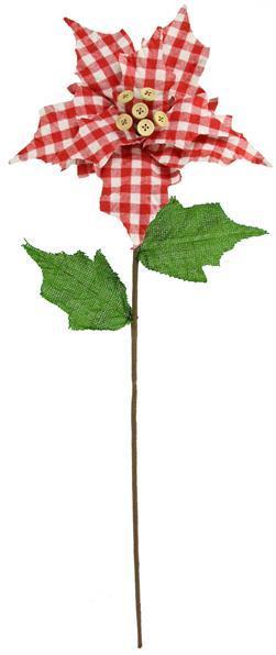 XS376132 27"Oal Check Poinsettia Stem Red/White