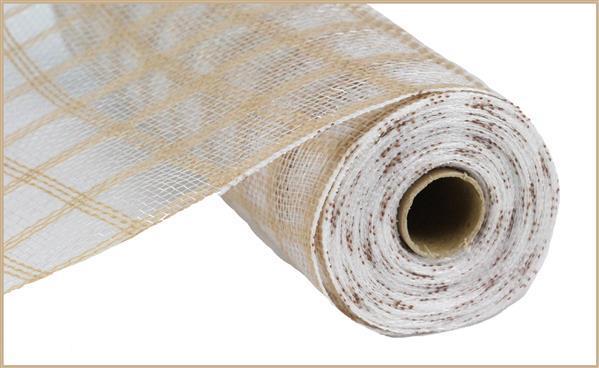 RY830618  10.25"X10yd Faux Jute Check Mesh  Natural