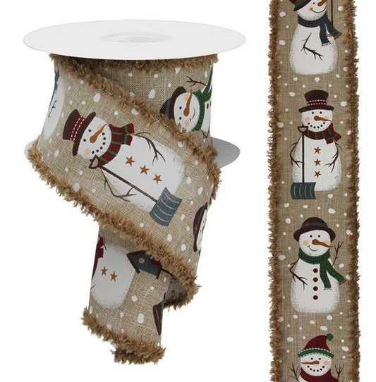 RGA80644Y   2.5" x 10yd Rustic Snowman/Drift    Lt Beige/Cream/Org/Blue