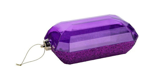 XJ553184  8"Lx5"W Laser Glitter Rectangle Gem Orn   Purple