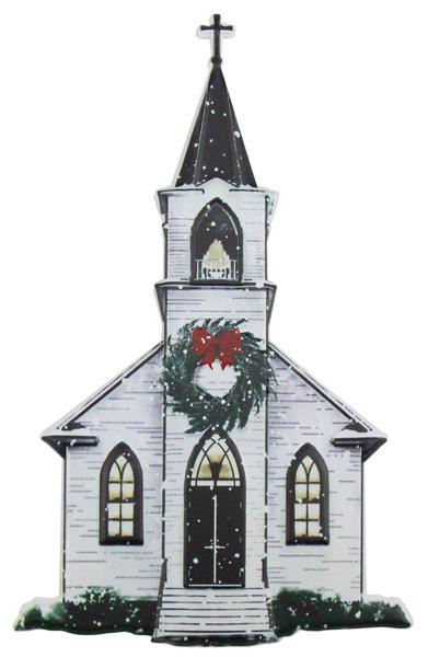 MD0620 Church Embossed Metal White/Black/Green