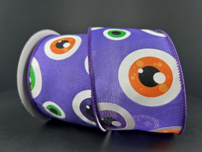 584404011    2.5"X10Yd       Halloween Googly Eyes   Satin    Purple/Orange/Green/Blk