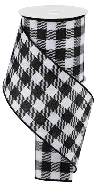 RG0180727 4"X10yd White Striped Check On Royal   Black/White