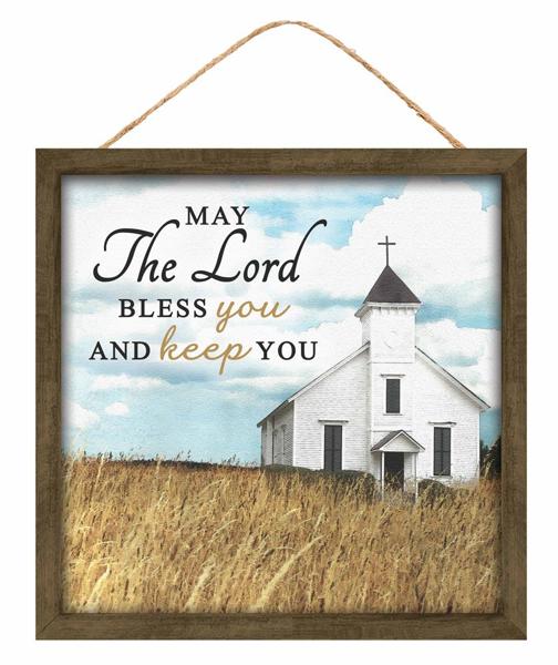 AP7251   10"Sq May The Lord Bless You/Keep You  Sky Blue/Wht/Golden/Brwn