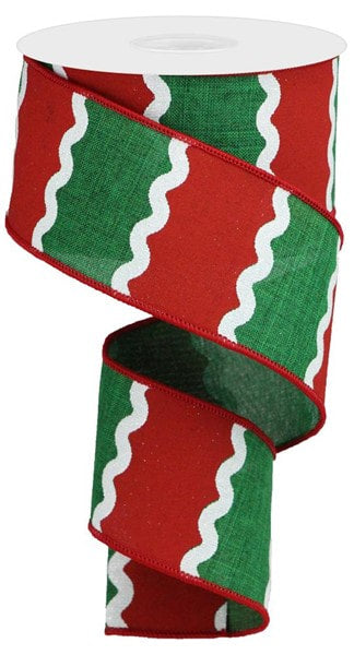 RGA116406 2.5"X10yd    Wavy Stripes on Royal    Emerald/White/Red