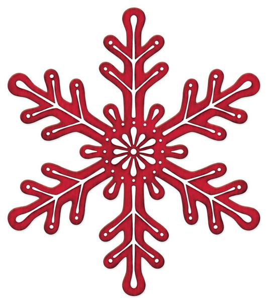 MD1198    12"H x 10.5"L Metal/Embossed Snowflake    Red/White