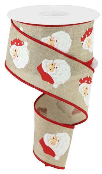 RGC164918   2.5" x 10yd Vertical Santa Heads/Royal   Natural/Red/White