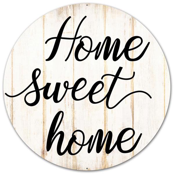 AP0178    12"Dia Home Sweet Home Sign    White/Cream/Black