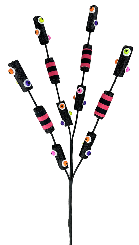 57090HAL    Candy Eyeball Spray x 4 H28     Black/Orange/White