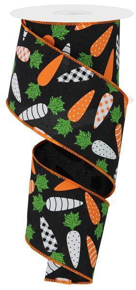 RGE113102    2.5" x 10yd Patterned Carrots On Pg Fabric    Black/Multi