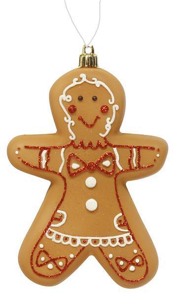 XY8034MA     6"H X 4"L Gingerbread Ornament     Brown/White/Red