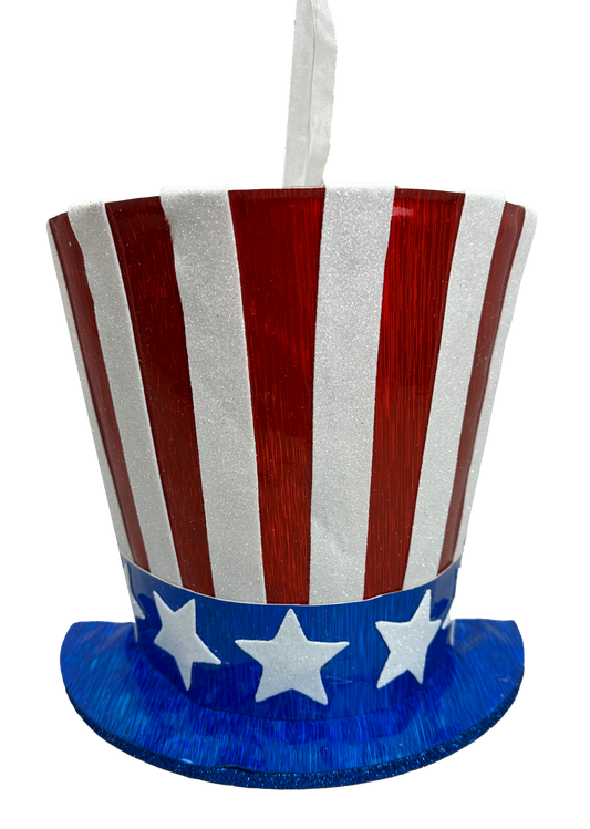 74253RWB  8.75H X 10W X 5 D   Stars Stripes Half Top Hat  Red,White,Blue