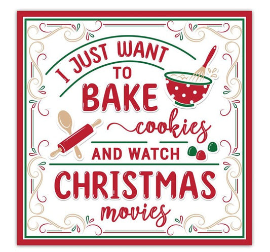 MD137895    10"Sq Metal Bake Cookies/Christmas Sign    White/Red/Emerald