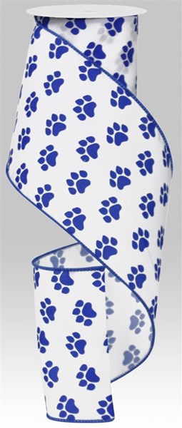 RG1901WR   4" x 10yd Paw Print    White/Blue