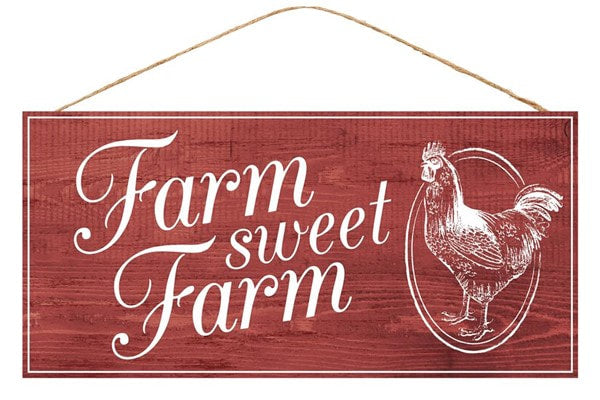 AP846424 12.5"L X 6"H Farm Sweet Farm Sign Barn Red/White