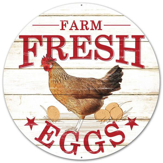 MD0346 12"Dia Farm Fresh Eggs Sign