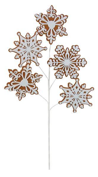 XS1157  29"L Felt Gingerbread Snowflake Spray    Brown/White