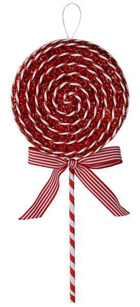 XJ449537     14"L Lollipop Ornament    Red/White