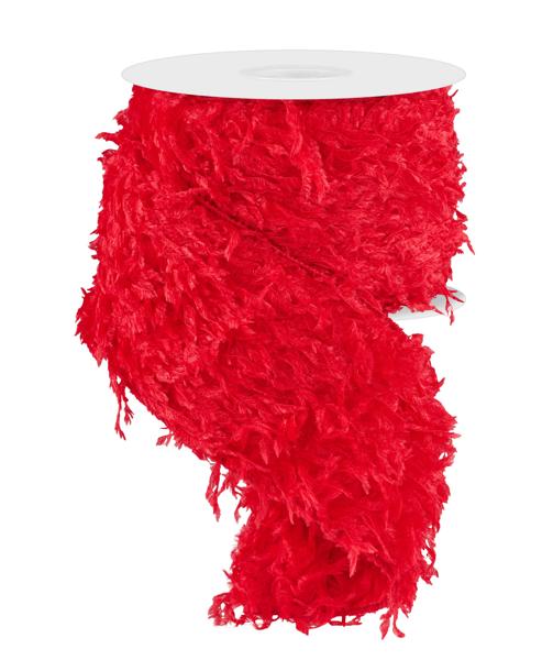 RN588624  4" x 10yd Furry Ribbon Red