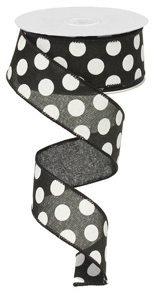 RX9145X6  1.5" x 10yd Medium Multi Dots Black/White