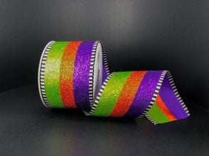 551074011   2.5"X10yds     Glitter Stripe   Lime/Purple/Orange/Black/White